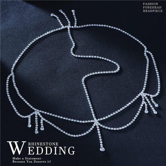 Festivals Bridal Layered Rhinestone Head Chain Headpiece Boho Tassel Forehead main image 5